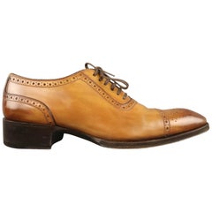 TOM FORD Size 10 Tan Perforated Leather Lace Up Shoes