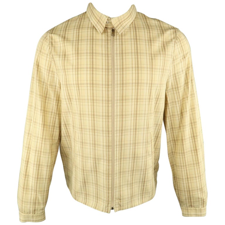 NEIL BARRETT 40 Size M Khaki Painted Cotton Zip Up Jacket For Sale