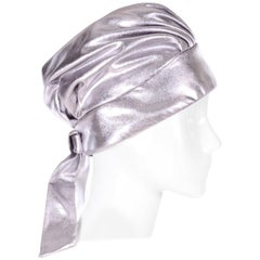 Silver Metallic Turban Style Hat from Nicholas Ungar Boutique