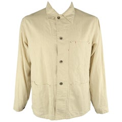 Vintage ENGINEERED GARMENTS L Natural Linen / Cotton Workwear Style Jacket