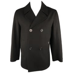 FACONNABLE L Black Wool Peacoat