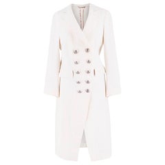 Etro Off-White Linen-Blend Double-Breasted Coat US 6