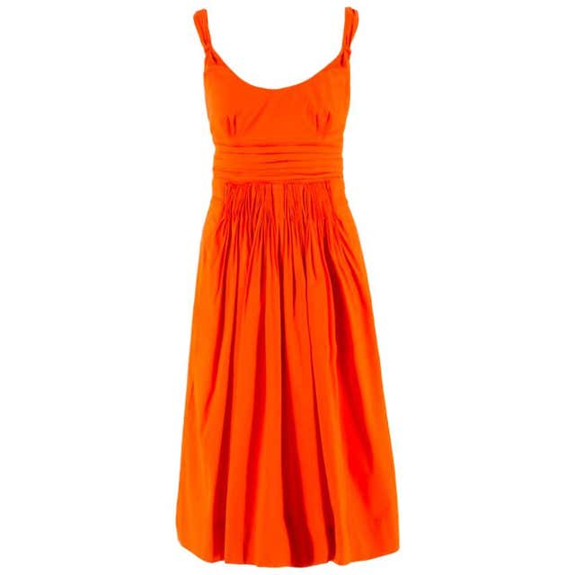 Prada Orange A-line Pleated Dress US 0-2 For Sale at 1stDibs | prada ...