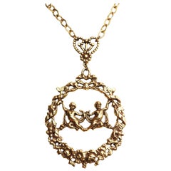 Vintage Accessocraft NYC Cherub Pendant Necklace
