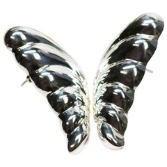 Retro Sterling Silver Puffed Butterfly Earrings