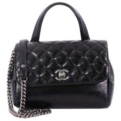 Chanel Double Side Flap Crossbody Bag Quilted Glazed Calfskin Mini