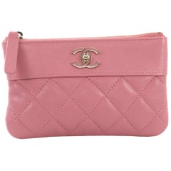 Chanel Mademoiselle Vintage O Case Clutch Quilted Sheepskin Mini