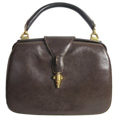1970s Gucci brown leather frame bag top handle