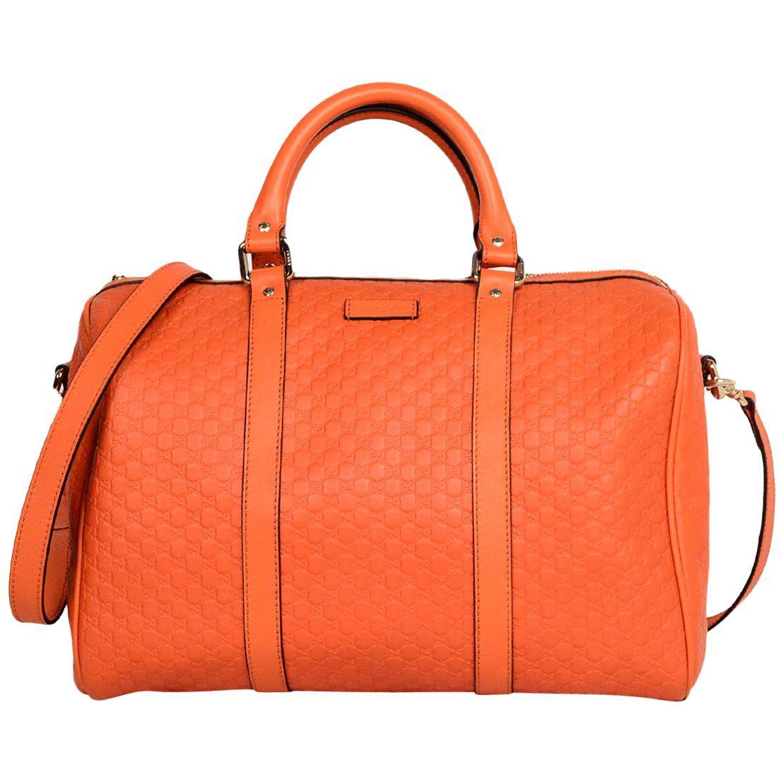 Gucci Orange GG Monogram Microguccissima Leather Medium Joy Boston Bag W/ Strap