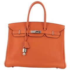 Hermes Birkin Handbag Orange H Togo with Palladium Hardware 35