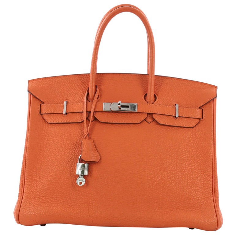Hermes Birkin Handbag Orange H Togo with Palladium Hardware 35 at 1stDibs
