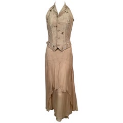 Lesage Beaded Embroidered Silk Vest Bias Chiffon Skirt by Maggie Norris Couture
