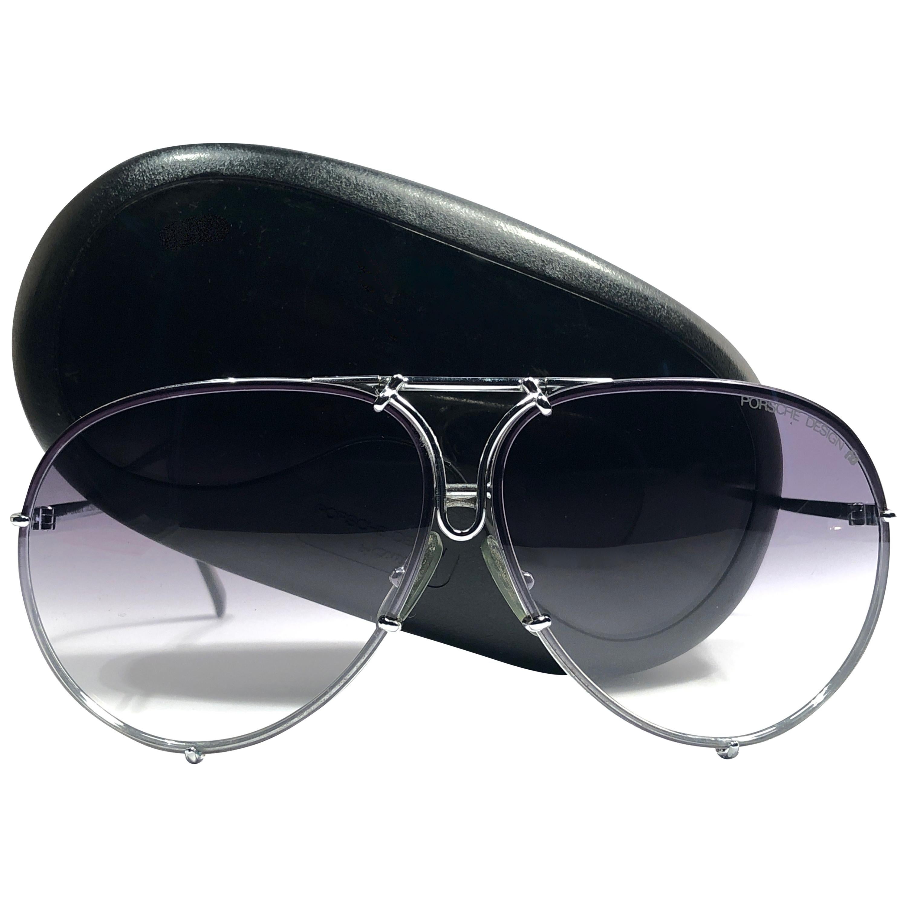 Neu Vintage Porsche Design 5623 Silber übergroße Aviator-Sonnenbrille Österreich