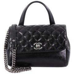 Chanel Double Side Flap Crossbody Bag Quilted Glazed Calfskin Mini