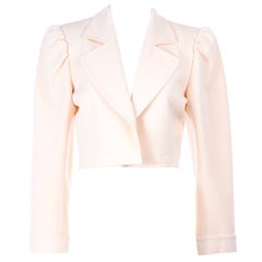 YSL Yves Saint Laurent Retro Cream Open Front Cropped Jacket or Blazer