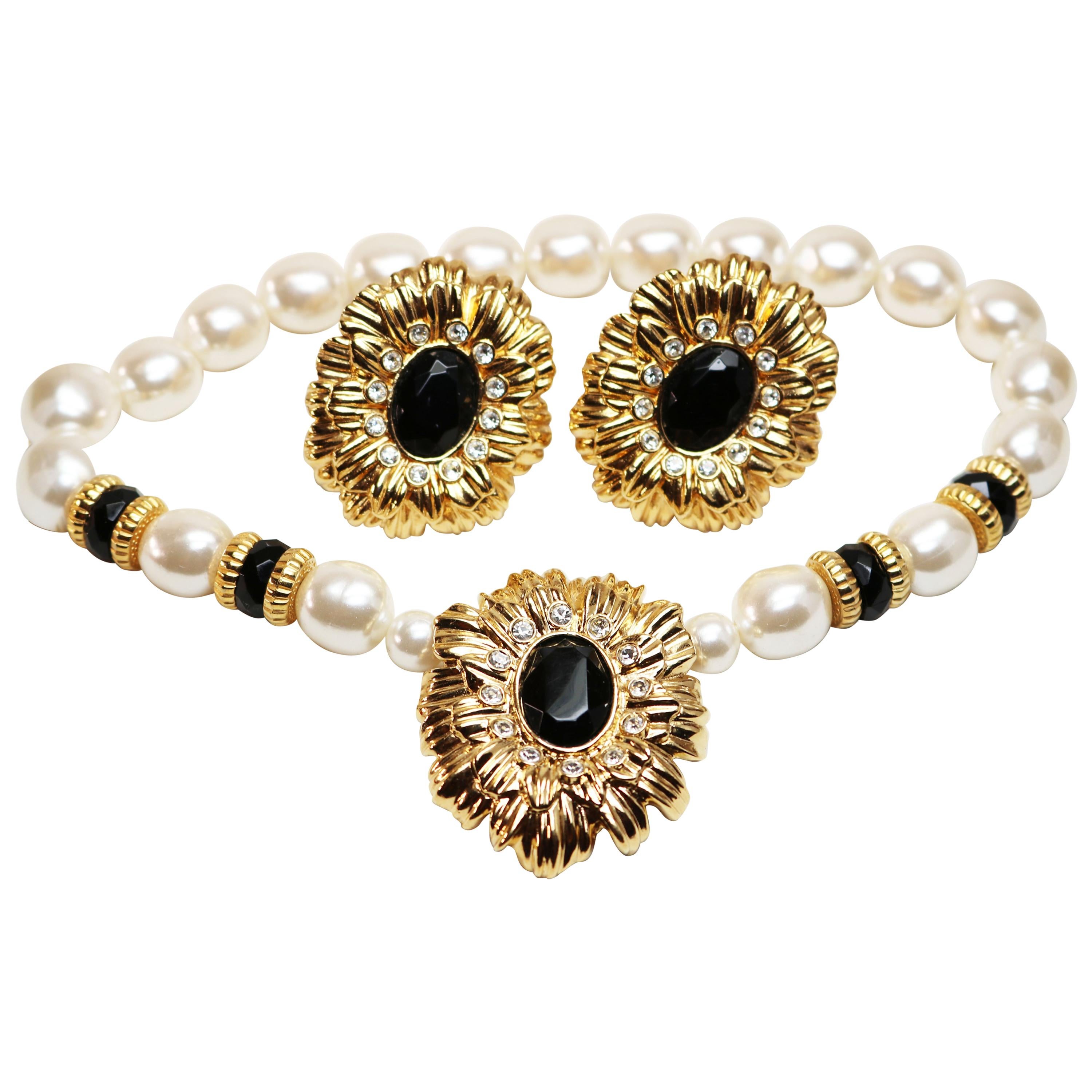 Kenneth Jay Lane Sunflower Necklace and Earrings For Sale