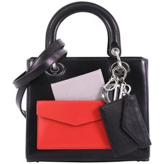 Christian Dior Lady Dior Pockets Handbag Leather Medium