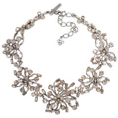 Collier à maillons en cristal Contemporary Flower d'Oscar De La Renta, Silvertone