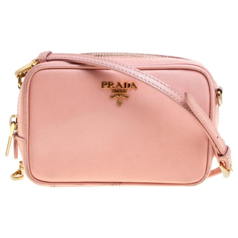 Prada Pink Saffiano Lux Leather Camera Crossbody Bag