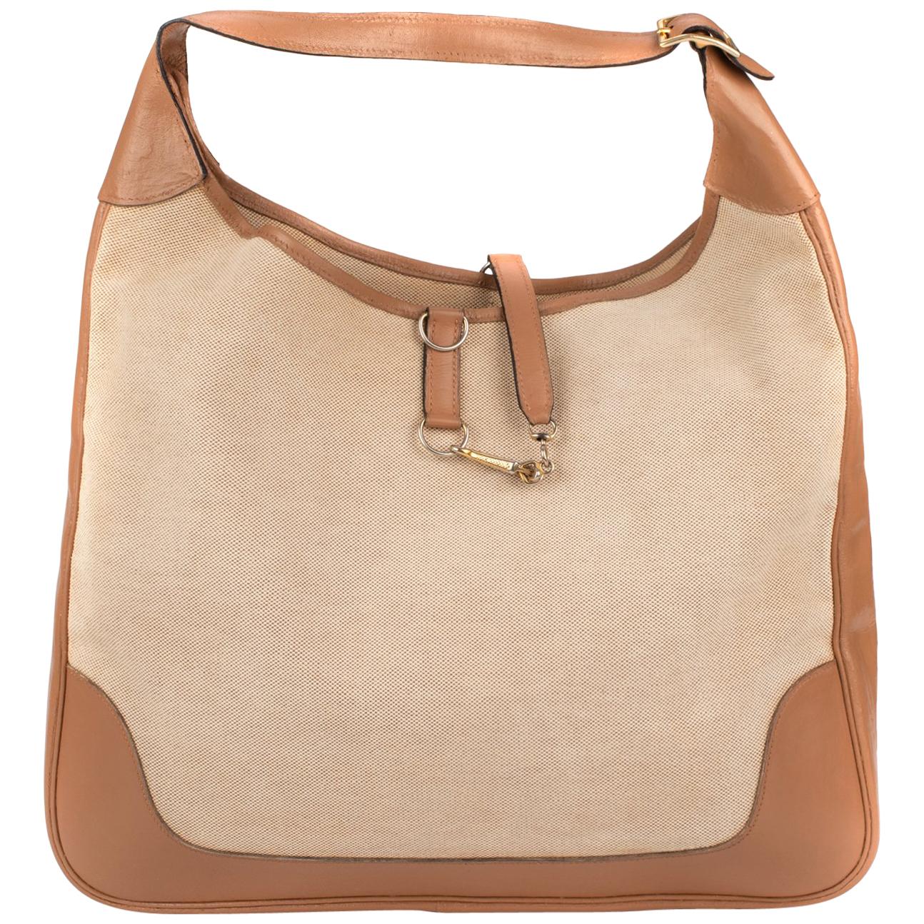 Handbag Hermes Trim XL BI-Material canvas & leather Beige!