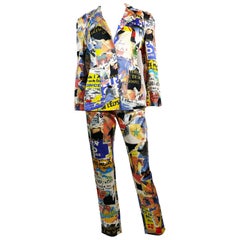 Christian Lacroix Vintage Lacerated Poster Pop Art Blazer and Pant Suit