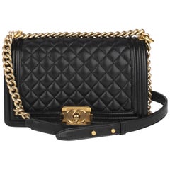 Handbag Chanel Boy Old medium (25cm) in Black Caviar Leather, GHW, like new !