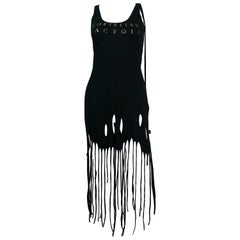 Christian Lacroix Vintage Black Fringed Dress Size S