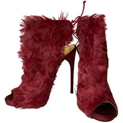 Tom Ford Red Sandal in ostrich feathers