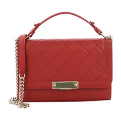 Chanel Label Click Flap Bag Quilted Calfskin Medium