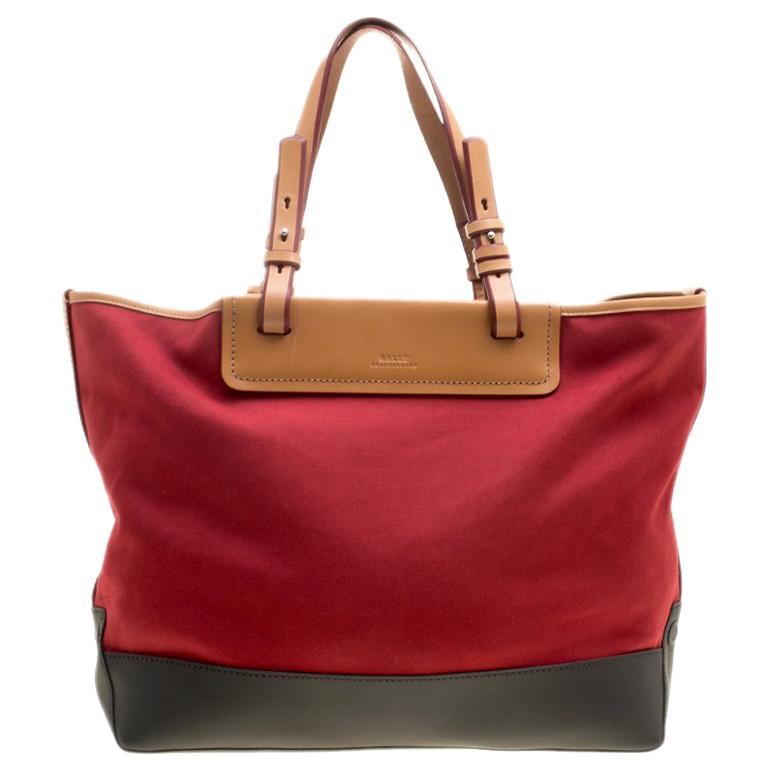 Bally Tri Color Canvas Shopper Tote w Pouch For Sale at 1stDibs | bally ...