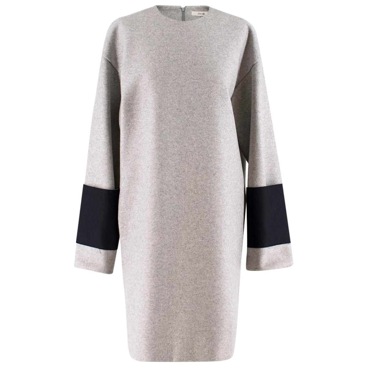 Celine contrast-cuff wool shift dress US 6