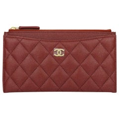 CHANEL Pouch Burgundy Caviar Iridescent with Brushed Gold Hardware 2018