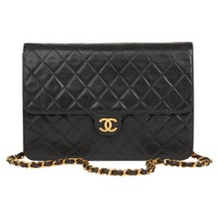 1997 Chanel Black Quilted Lambskin Vintage Medium Classic Single Flap Bag