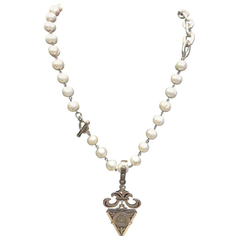 French Kande Silver and Pearl Necklace NWT For Sale at 1stDibs