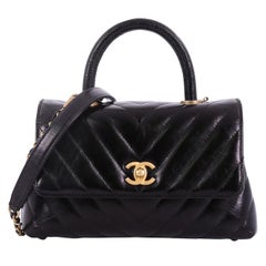 Chanel Coco Top Handle Bag Chevron Kalbsleder mit Eidechse Mini