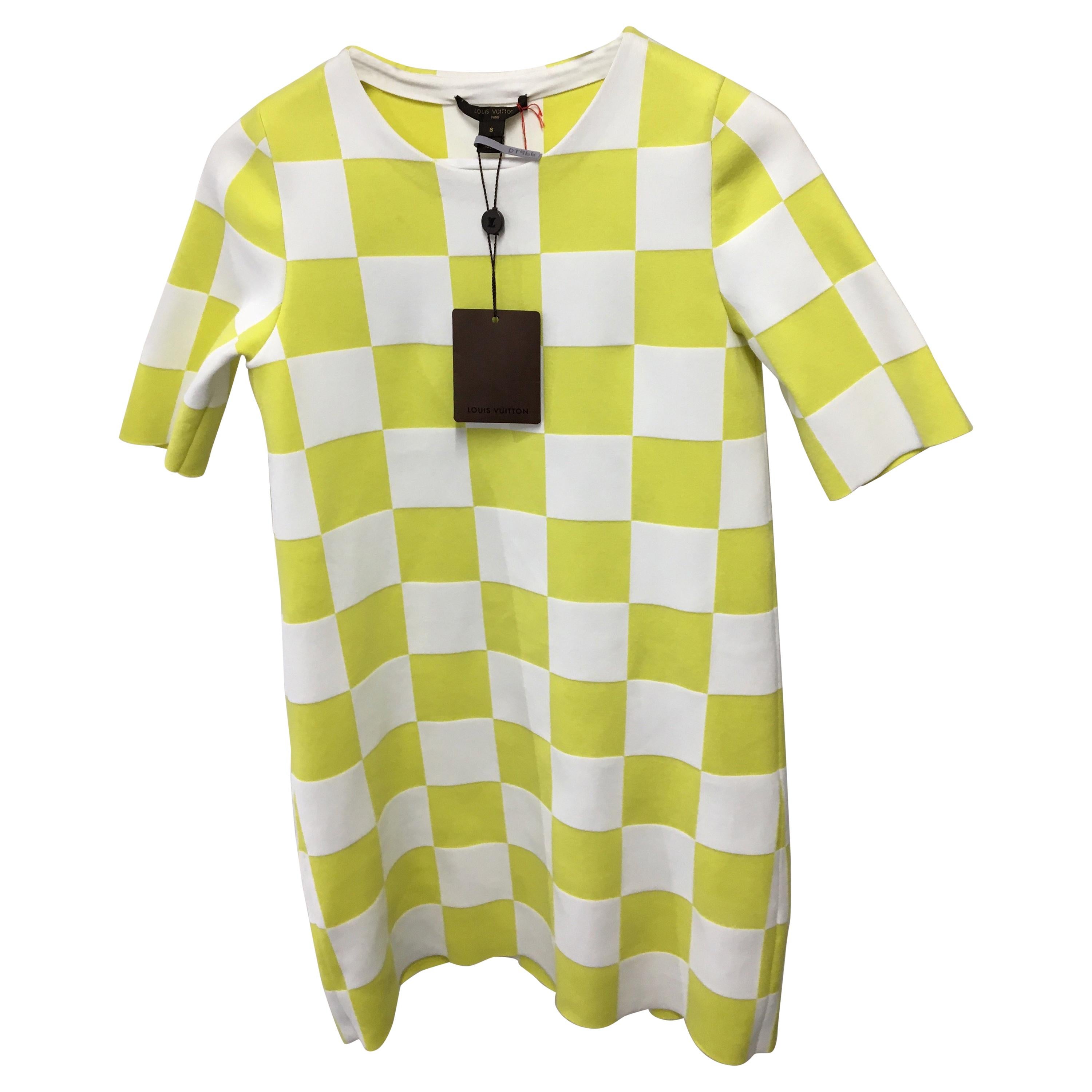 Louis Vuitton mini-dress with chess, Yellow For Sale