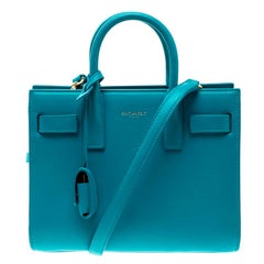 Saint Laurent Turquoise Leather Nano Classic Sac De Jour Tote