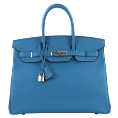 Hermes Birkin Handbag Bleu Zanzibar Epsom with Palladium Hardware 35