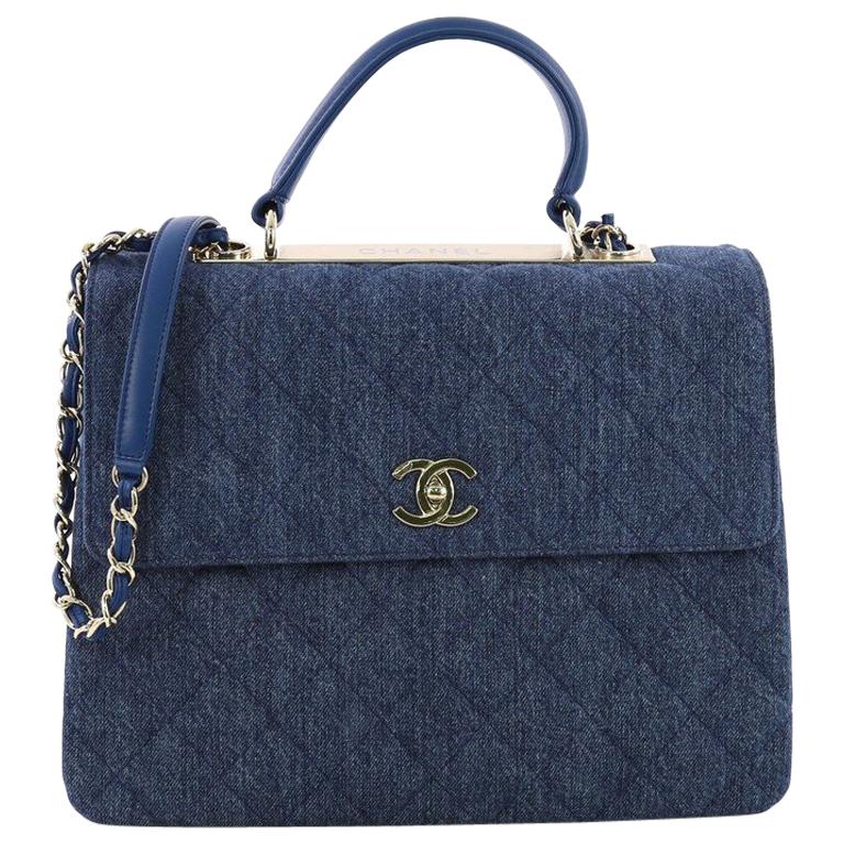 Chanel Trendy CC Top Handle Bag Quilted Denim Large