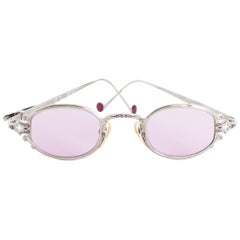 A Pair of 1990s Vintage Jean Paul Gaultier Silver Frame Purple Glass Sunglasses 
