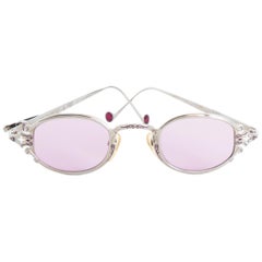 A Pair of 1990s Vintage Jean Paul Gaultier Silver Frame Purple Glass Sunglasses