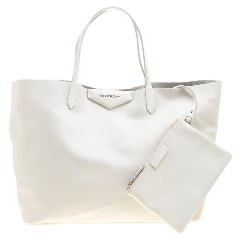 Givenchy Off White Leather Large Antigona Shopping Tote For Sale at 1stDibs