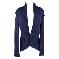 RALPH LAUREN Size L Blue Mercerized Cotton Shawl Collar Cardigan