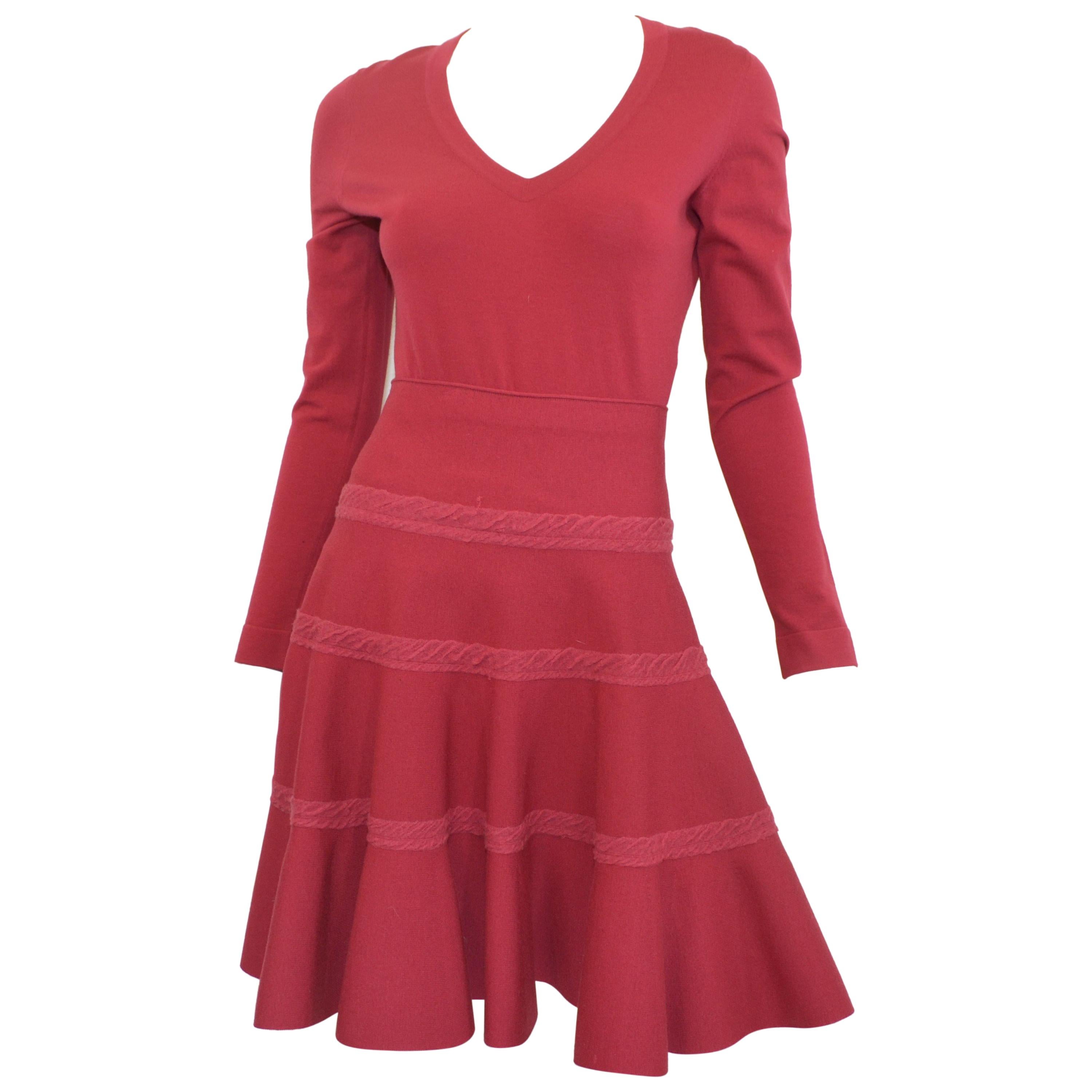Alaia Raspberry Knit Top & Skirt Set
