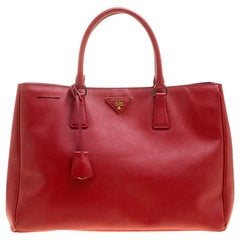 Prada Red Saffiano Lux Leather Large Tote