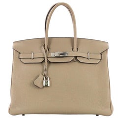 Hermes Birkin Handbag Gris Tourterelle Togo with Palladium Hardware 35