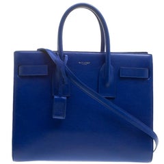 Blaue klassische Sac De Jour-Tasche aus Leder von Saint Laurent