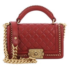 Chanel Chain Handle Boy Flap Bag Quilted Calfskin Small