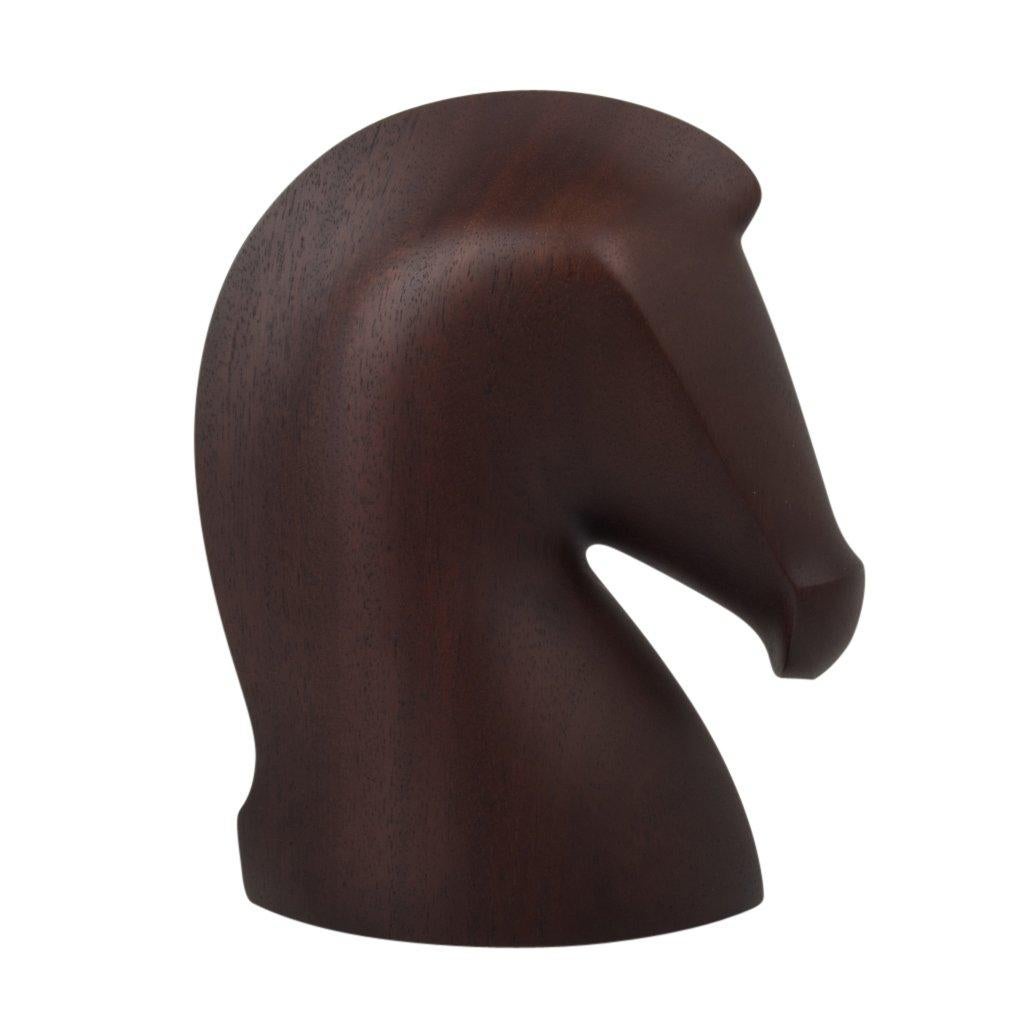 Hermes Samarcande Horse Head Paperweight Brown Mahogany Etoupe New