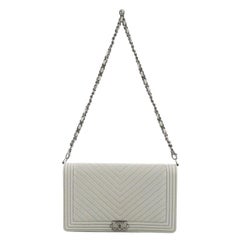  Chanel Boy Wallet on Chain Clutch Chevron Calfskin